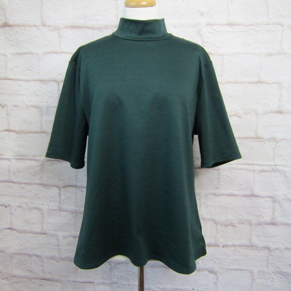 7th Avenue Design Studio NY & Co Green Ponte Knit S/S Mock Neck Top XXL NWT - Picture 2 of 7